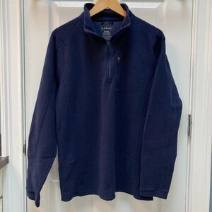 L.L. Bean Dark Blue Quarter-Zip Fleece Pullover Size Medium Tall